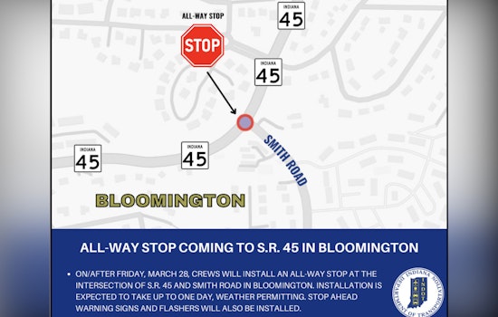 New All-Way Stop at Bloomington's State Road 45 and Smith Road Aims to Enhance Safety