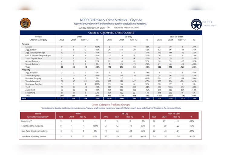 New Orleans Sees Drop in Gun Arrests and Seizures, NOPD Arrests Suspect in Auto Burglaries