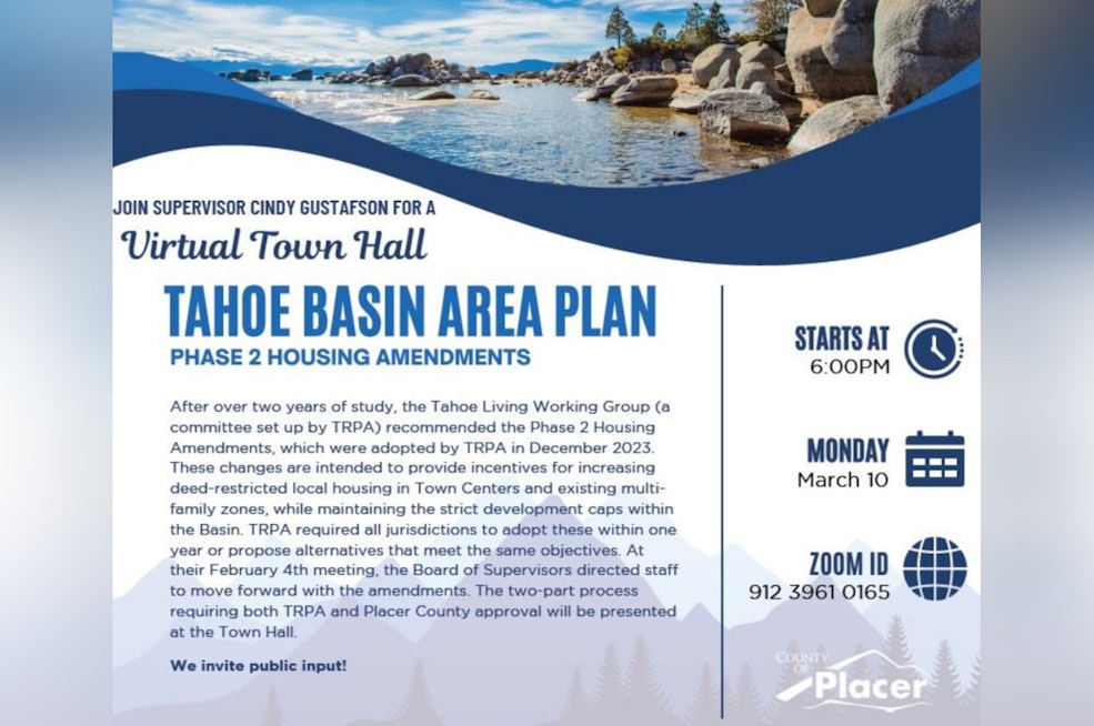 North Lake Tahoe Housing Future Focus of Virtual Town Hall Hosted by Supervisor Cindy Gustafson