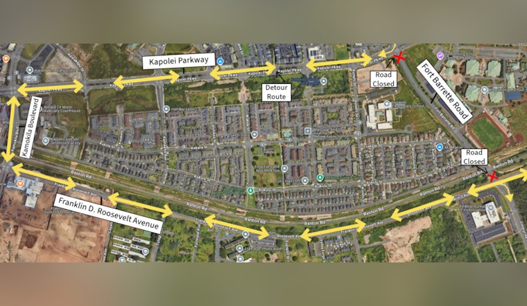 O'ahu Drivers Alert Fort Barrette Road Closures for Rail Crossing and Lighting Works Starting March 17