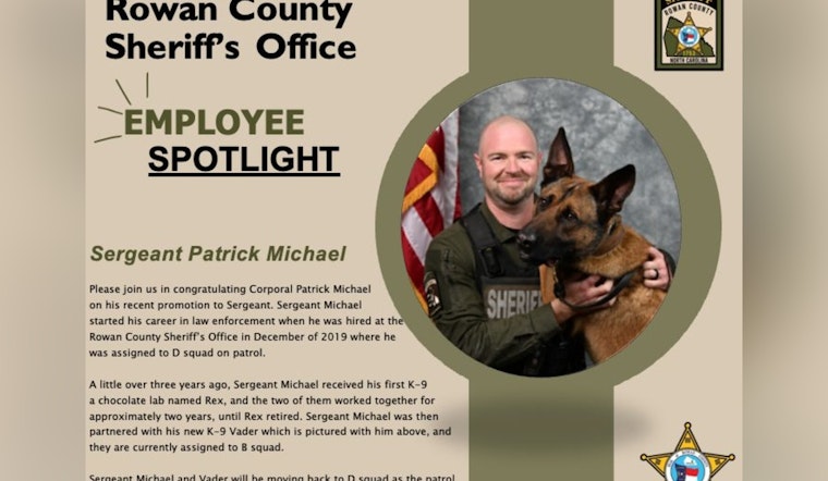 Rowan County Sheriff's Office Promotes Corporal to Sergeant, Strengthening K-9 Unit Partnership