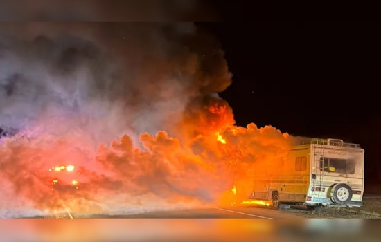 RV Destroyed by Fire Near Wisconsin Highway 32 and I-43, Driver Sustains Minor Injuries