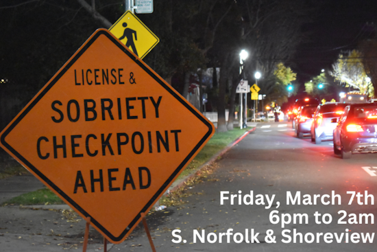 San Mateo Police to Enforce DUI Checkpoint on S. Norfolk Street to Boost Road Safety