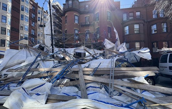 Scaffolding Collapse in Boston's Back Bay Amid High Winds, Emergency Crews Respond to Trapped Vehicles