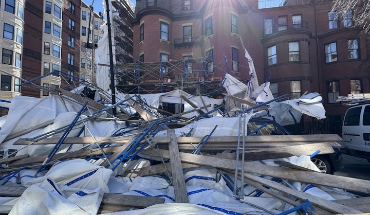 Scaffolding Collapse in Boston's Back Bay Amid High Winds, Emergency Crews Respond to Trapped Vehicles