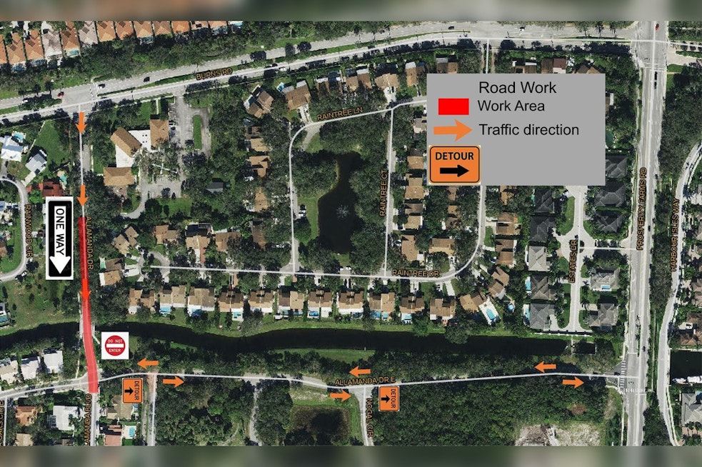 Scheduled Lane Closure on Allamanda Drive May Affect Commutes Next Week