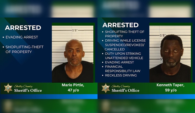 Shoplifting at Burlington Coat Factory on Winchester Road Leads to Vehicle Chase and Arrests in Shelby County