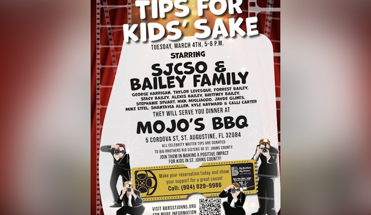 St. Johns County Sheriff's Office Partners with Bailey Family for 30th Annual "Tips for Kids' Sake" Fundraiser at Mojo's BBQ in St. Augustine
