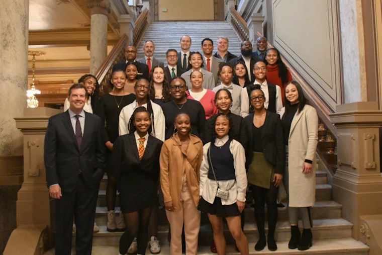 State Sen. Kyle Walker Celebrates Lawrence North High School Girls as 4A Basketball Champions in Senate Chamber