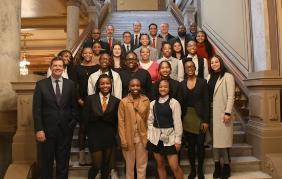State Sen. Kyle Walker Celebrates Lawrence North High School Girls as 4A Basketball Champions in Senate Chamber