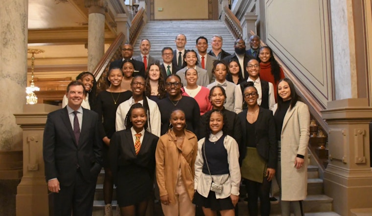 State Sen. Kyle Walker Celebrates Lawrence North High School Girls as 4A Basketball Champions in Senate Chamber