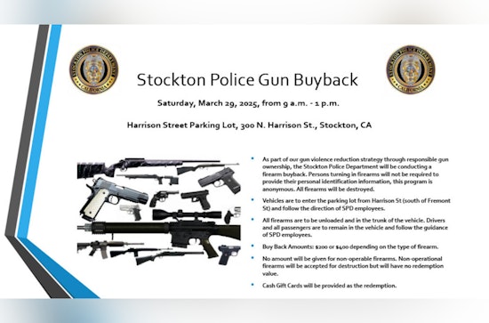 Stockton Police Department Hosts Anonymous Firearm Buyback Event to Curb Gun Violence