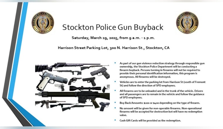Stockton Police Department Hosts Anonymous Firearm Buyback Event to Curb Gun Violence