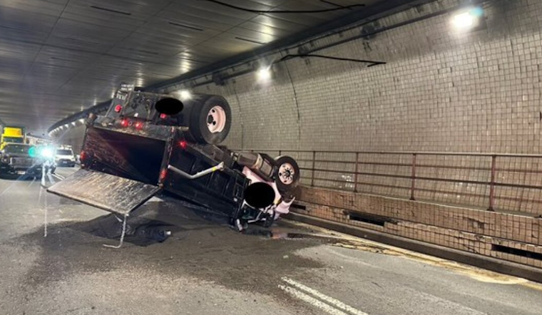 Traffic Resumes in Baltimore's Fort McHenry Tunnel After Overturned Dump Truck Spills Gravel on I-95
