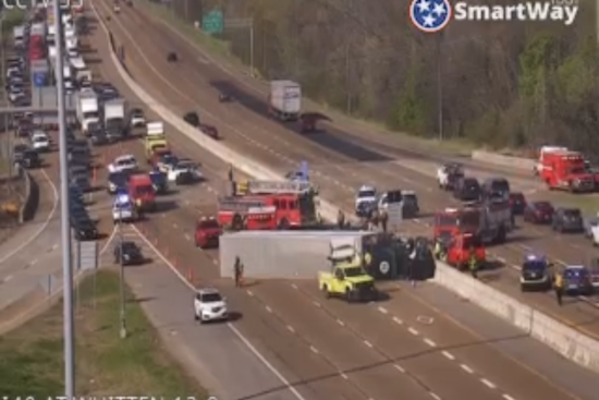 Two Injured in Multi-Vehicle Crash Involving Overturned Semi on I-40 Near Memphis