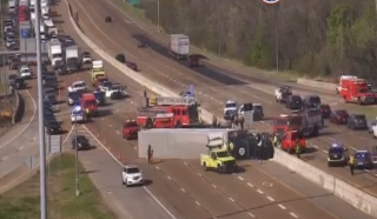 Two Injured in Multi-Vehicle Crash Involving Overturned Semi on I-40 Near Memphis