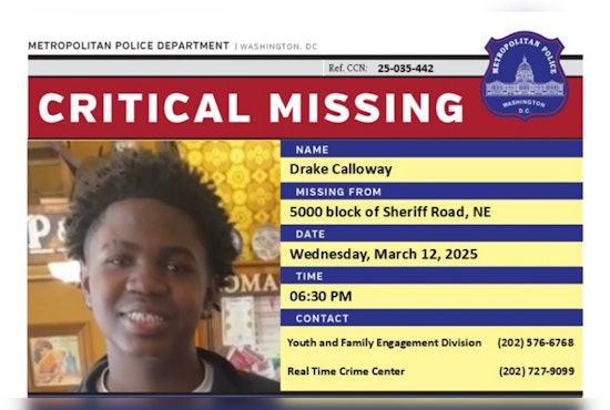 Urgent Search for Missing 14-Year-Old Drake Calloway in Northeast DC; Community Asked to Assist