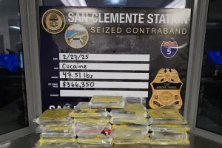 U.S. Border Patrol Seizes $810K Worth of Cocaine near Camp Pendleton, Two Charged with Narcotics Trafficking