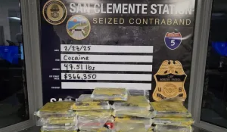 U.S. Border Patrol Seizes $810K Worth of Cocaine near Camp Pendleton, Two Charged with Narcotics Trafficking