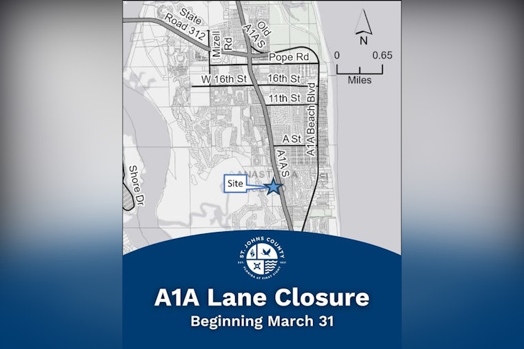 Utility Project to Close A1A South Lane in St. Johns County Starting Today