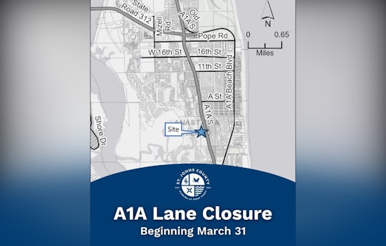 Utility Project to Close A1A South Lane in St. Johns County Starting Today