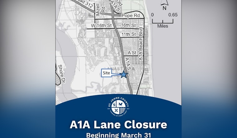 Utility Project to Close A1A South Lane in St. Johns County Starting Today
