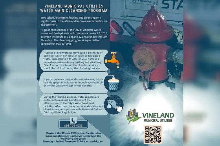 Vineland City Announces Spring Schedule for Essential Water Infrastructure Maintenance Starting April 7