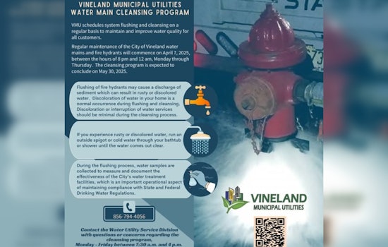 Vineland City Announces Spring Schedule for Essential Water Infrastructure Maintenance Starting April 7