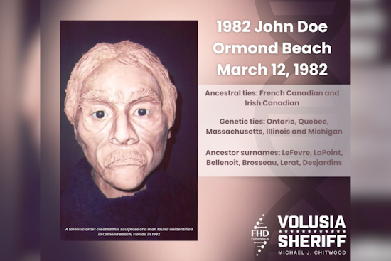 Volusia Sheriff's Office Seeks Community DNA to Solve 1982 John Doe Case Linked to French-Canadian Ancestry
