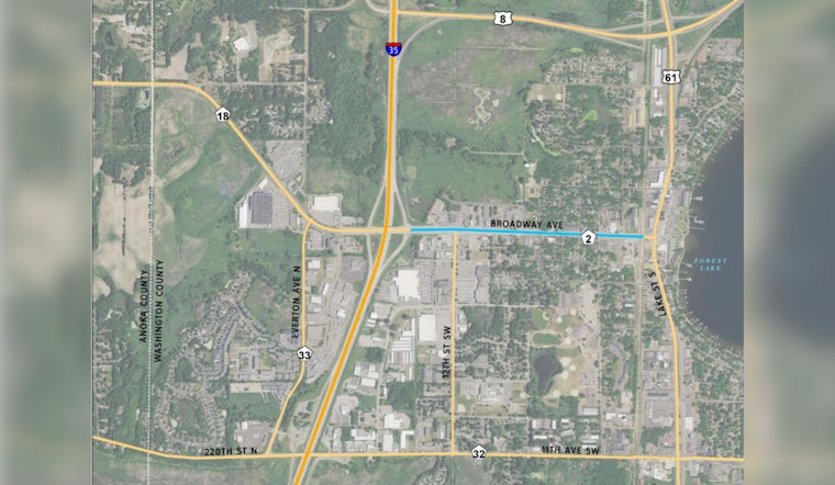 Washington County Announces Online Engagement Session for Broadway Avenue Roadworks in Forest Lake