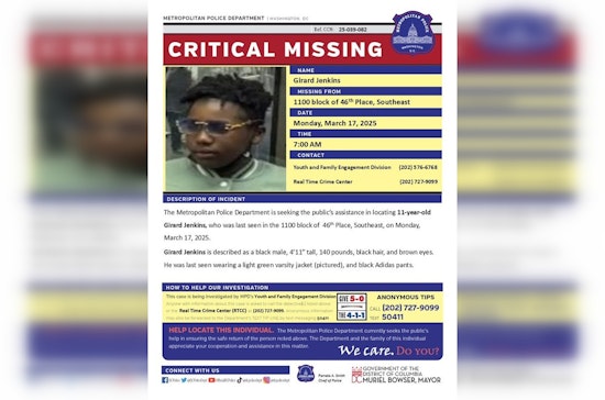 Washington DC Police Issue Urgent Appeal in Search for Missing 11-Year-Old Girard Jenkins