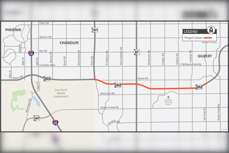 Weekend Road Closures on Loop 202 in Gilbert for Widening Project