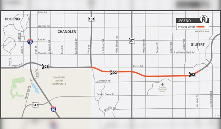 Weekend Road Closures on Loop 202 in Gilbert for Widening Project