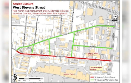 West Stevens Street Partial Closure Begins Friday for Cookeville Improvement Project