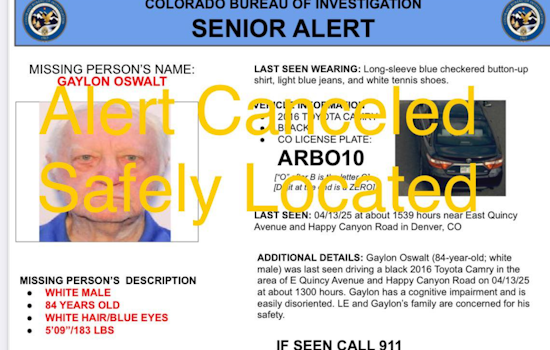 84-Year-Old Man with Cognitive Impairment Found Safe After Colorado Alert Activation
