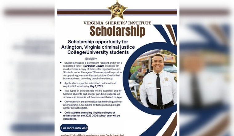 Arlington County VA Sheriff's Office Announces Scholarship Program for Criminal Justice Students
