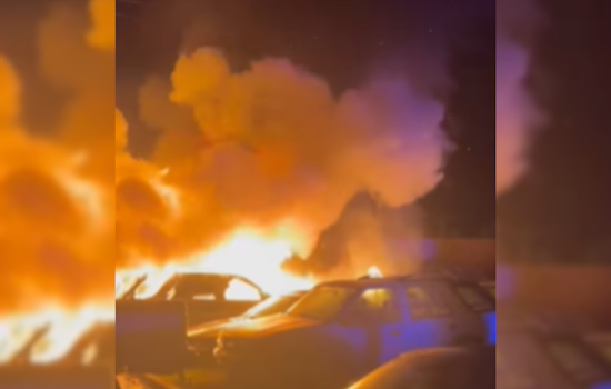VIDEO: Belmont Auto Repair Shop Engulfed in Flames, Disrupts Caltrain Service and Traffic on El Camino Real