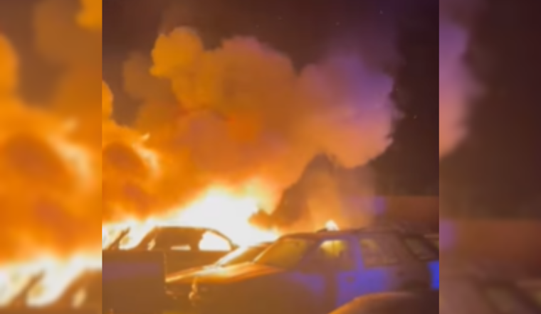VIDEO: Belmont Auto Repair Shop Engulfed in Flames, Disrupts Caltrain Service and Traffic on El Camino Real