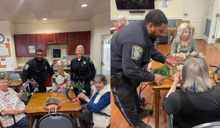 Boston Officers and Seniors Bond Over Spring Wreath Making at Susan S. Bailis Assisted Living Facility