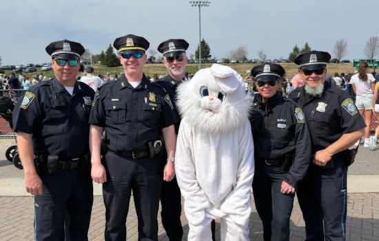 Boston Police Officers Join in Festive Fun at West Roxbury's Parkway In Motion Easter Egg Hunt