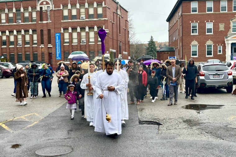 Boston's Finest Join Parishioners at St. Mark's Church for Palm Sunday Service in Community Outreach Effort