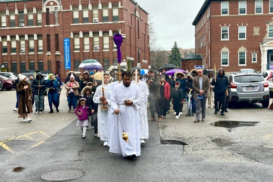 Boston's Finest Join Parishioners at St. Mark's Church for Palm Sunday Service in Community Outreach Effort