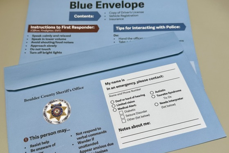Boulder County Sheriff's Office Implements Blue Envelope Program to Assist Residents with Autism and Dementia During Police Interactions