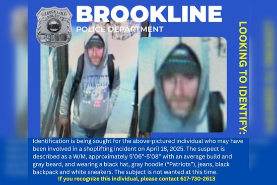 Brookline Police Seek Help Identifying Suspect in Beacon Street Shoplifting Incident