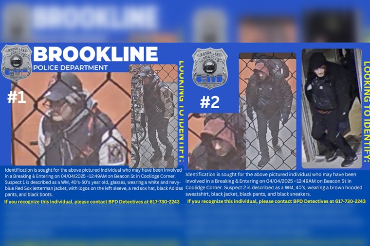 Brookline Police Seek Public Help to Identify Suspects in Coolidge Corner Break-In