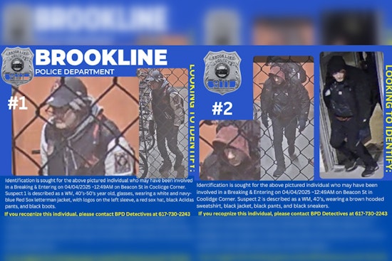 Brookline Police Seek Public Help to Identify Suspects in Coolidge Corner Break-In
