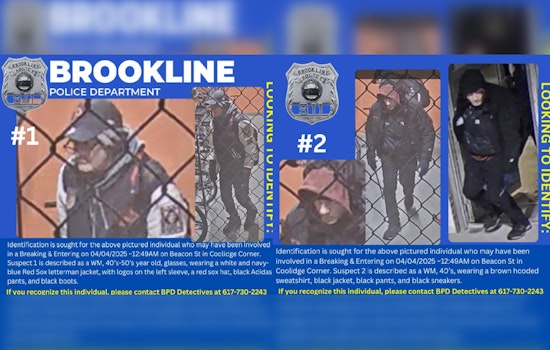 Brookline Police Seek Public Help to Identify Suspects in Coolidge Corner Break-In