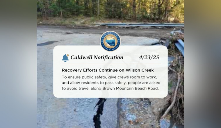 Caldwell County Officials Advise Public to Avoid Brown Mountain Beach Road Amidst Ongoing Repairs