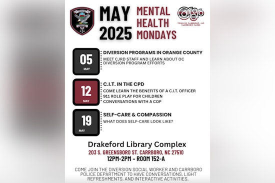 Carrboro Launches "Mental Health Mondays" for May with Police Department Partnership