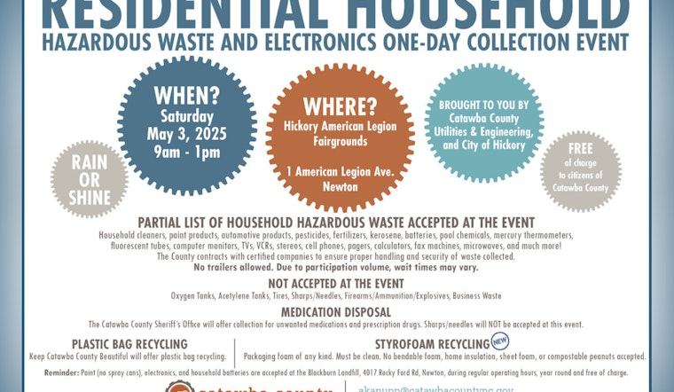 Catawba County Residents Can Dispose of Hazardous Waste for Free at Hickory Fairgrounds on May 3